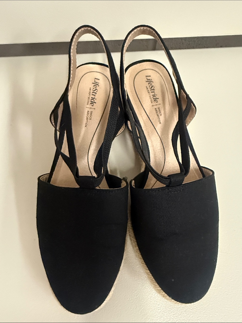 Life Stride Black Canvas Slingback Espadrille Flats